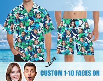 Personalized Face Hawaiian Shirt & Shorts Set: Bachelor Party Gift