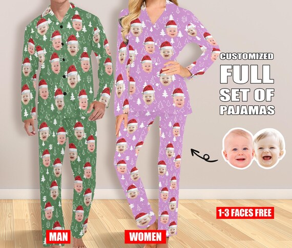 Custom Face Pajamas Set Custom Face Women Long Sleeve Pajama Set Personalized Photo Socks Birthday anniversary christmas Gift for Him Her Etsy Canada