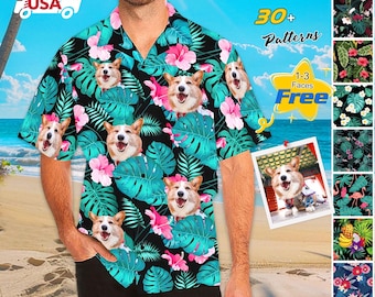Personalized Photo Hawaiian Shirt: Custom Pet Face Shirt - Valentine&#39;s Gift