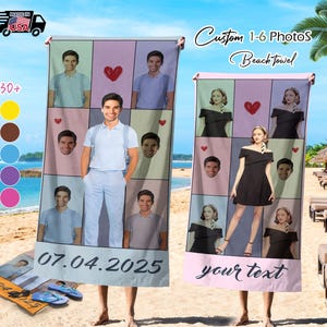 Personalized Face Beach Towel: Custom Photo Vacation Gift