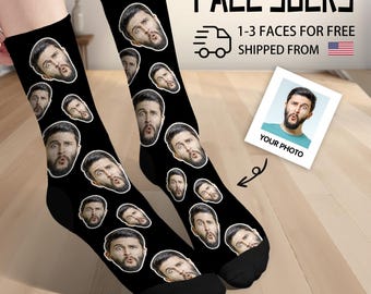 Personalized Custom Face Socks,Custom Printed Socks, Custom Photo Printed Socks, Funny Face Socks 1,2,3 Face Personalized Christmas Gift