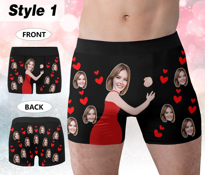 Personalisierte Boxer für Mann, benutzerdefinierte Gesichts Unterwäsche, lustiges Hochzeitsgeschenk für Bräutigam, beliebtes Jubiläumsgeschenk, Freund Geburtstagsgeschenk Style 1