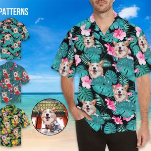 Personalized Photo Upload Photo Hawaiian Shirts Custom Dog Face Shirt Custom Hawaiian Shirt with Pets Face/Valentine Father's Day Gift Shirt