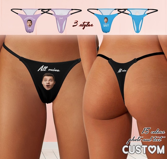 Custom Face Underwear For Her Personalized Charge Black Thongs Panty
