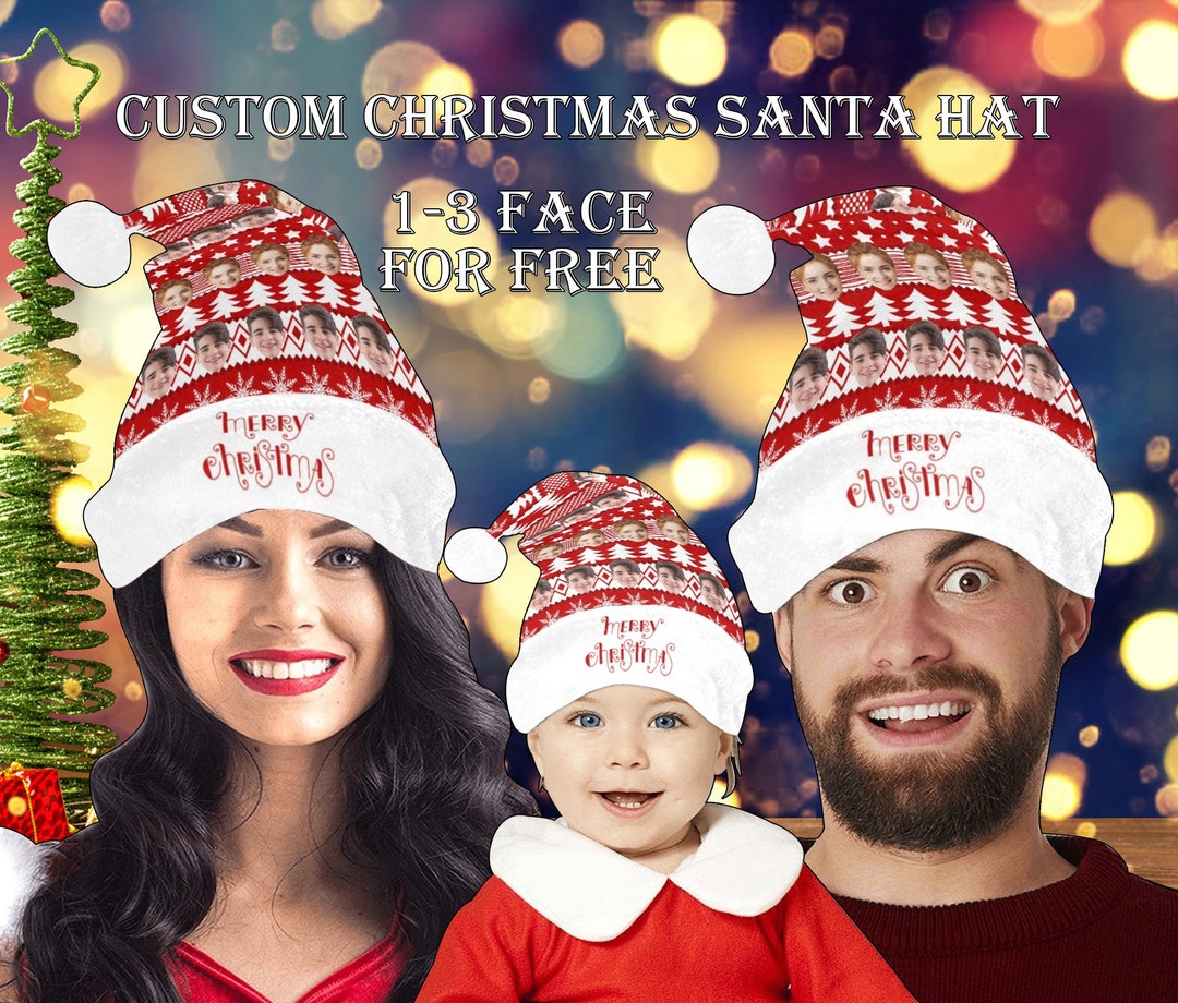 Custom Christmas Hat With Face Personalized Santa Hat With Etsy