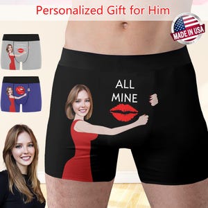 Boxers personalizados com rosto, cuecas personalizadas com foto, boxers com rosto, cuecas boxers com foto, presente de design para namorado, presente para marido