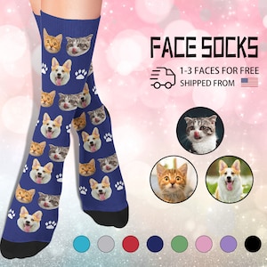 Custom Pet Faces Socks Personalized Photos Socks Cute Dog on Socks Design Funny Socks Printed Your Pet Funny Socks Dog Lover Gift For Anyone