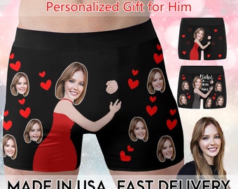 Personalisierte Boxer für Mann, benutzerdefinierte Gesichts Unterwäsche, lustiges Hochzeitsgeschenk für Bräutigam, beliebtes Jubiläumsgeschenk, Freund Geburtstagsgeschenk