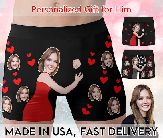 personalise full face Funny photo Men Boxer Briefs, custom boyfriend  underwear, Customized valentine's day gift for husband