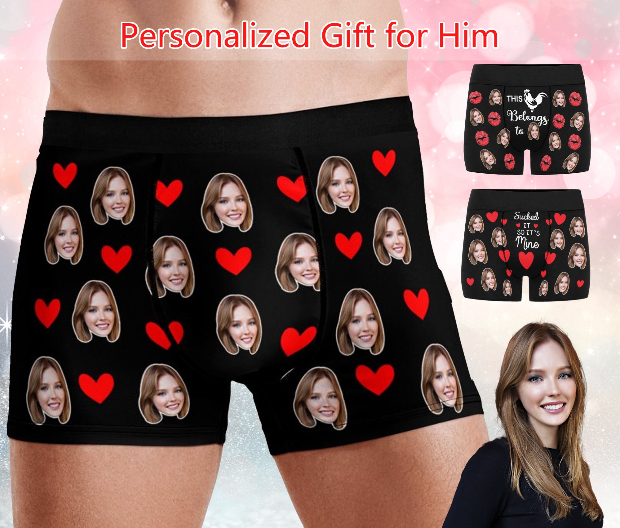 Personalized custom boxer briefs with face men's customized underwear -  CALLIE