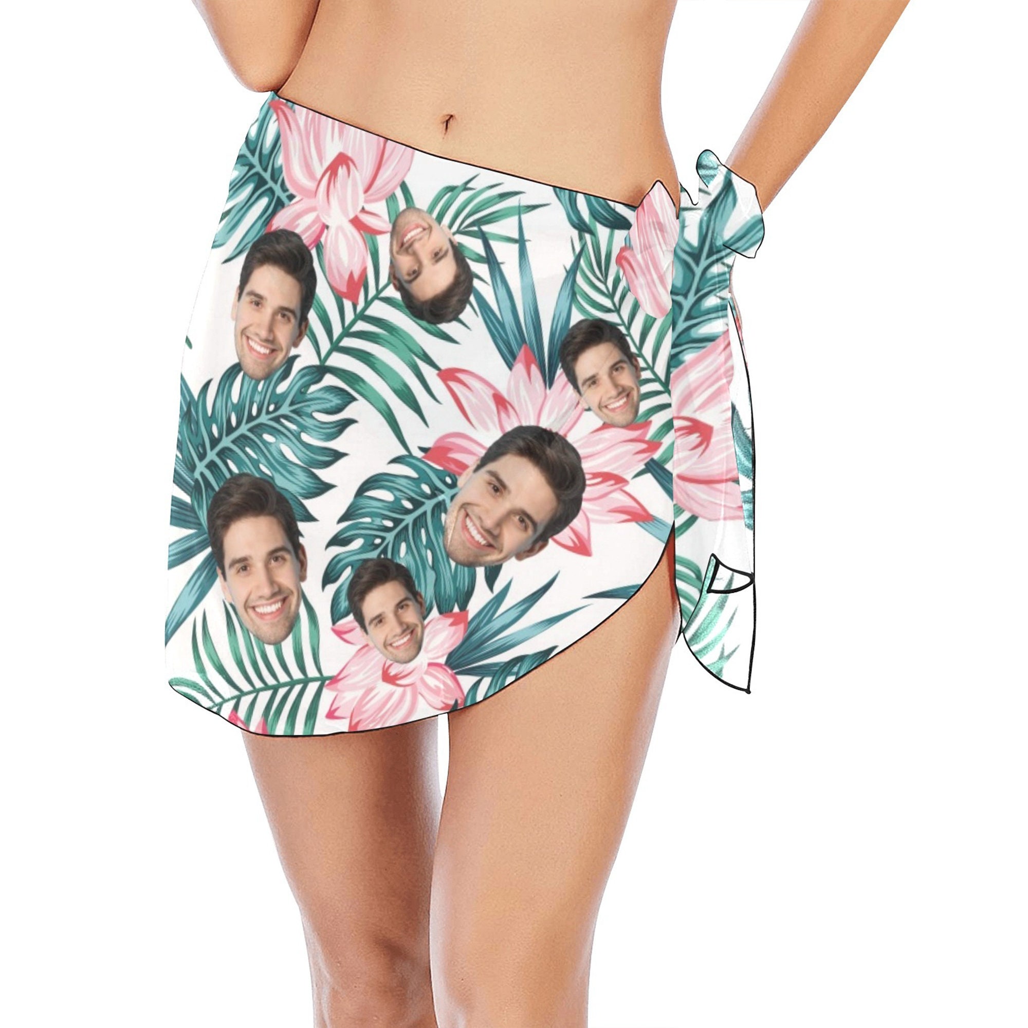 Custom Beach Sarong Wrap With Faces, Personalzied Women's Sarong Wrap With Photo