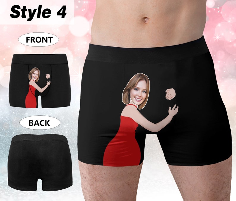 Personalisierte Boxer für Mann, benutzerdefinierte Gesichts Unterwäsche, lustiges Hochzeitsgeschenk für Bräutigam, beliebtes Jubiläumsgeschenk, Freund Geburtstagsgeschenk Style 4