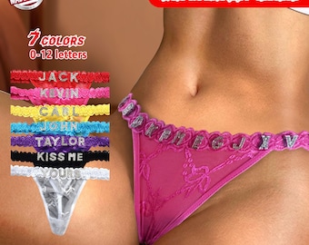 Custom Thongs with Name, Personalized Thong, Thong with text, Customizable Thong, Letter Waist Chain Panties Underwear, Thong Chain for her