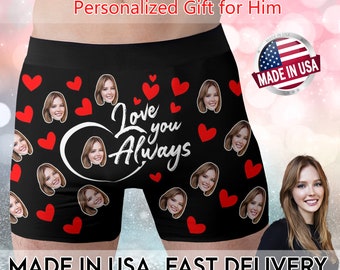 Personalized Christmas Gifts for Lover, Custom Men's Boxers with Face, Print Photo on Underwear, Christmas Gift for Dad/Boyfriend/Husband