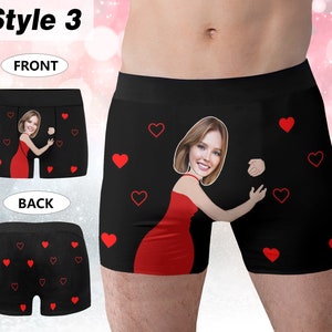 Personalisierte Boxer für Mann, benutzerdefinierte Gesichts Unterwäsche, lustiges Hochzeitsgeschenk für Bräutigam, beliebtes Jubiläumsgeschenk, Freund Geburtstagsgeschenk Style 3