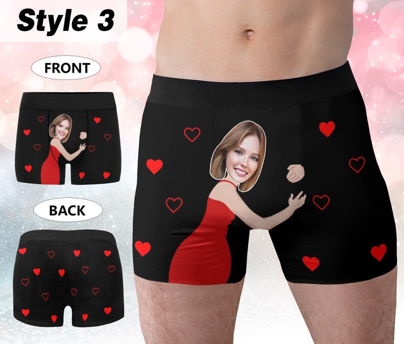 Personalisierte Boxer für Mann, benutzerdefinierte Gesichts Unterwäsche, lustiges Hochzeitsgeschenk für Bräutigam, beliebtes Jubiläumsgeschenk, Freund Geburtstagsgeschenk Style 3