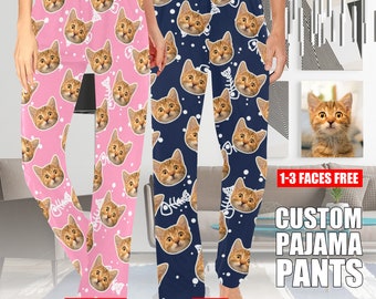 Personalized Pajama Pants,Custom Pants Pajamas,Custom Cat Pj Pants,Pet Photo Pajama,Custom Pjs,Christmas/Anniversary Gift to Pet Lover