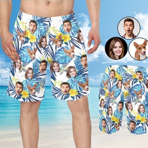 Custom Face Beach Shorts: Personalized Photo Swim Trunks