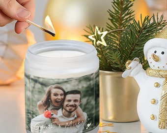 Personalzied Valentine's Day Gift Candle with Photo, Custom Scented Soy Candles for Him or Her, Valentine Couple Friend Gift, Handmade Gift