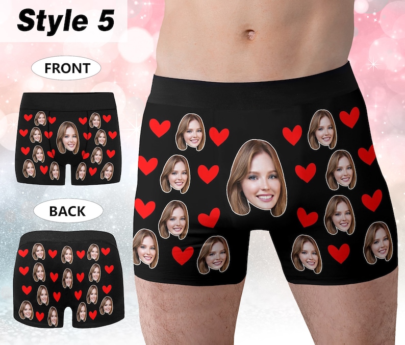 Personalisierte Boxer für Mann, benutzerdefinierte Gesichts Unterwäsche, lustiges Hochzeitsgeschenk für Bräutigam, beliebtes Jubiläumsgeschenk, Freund Geburtstagsgeschenk Style 5