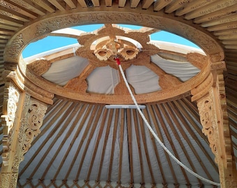 Mongolian Yurt with Furnitures, Handmade Traditional Mongolian Ger for Camping, AirBnB Renting, Backyard Retreating, and Off-grid Living