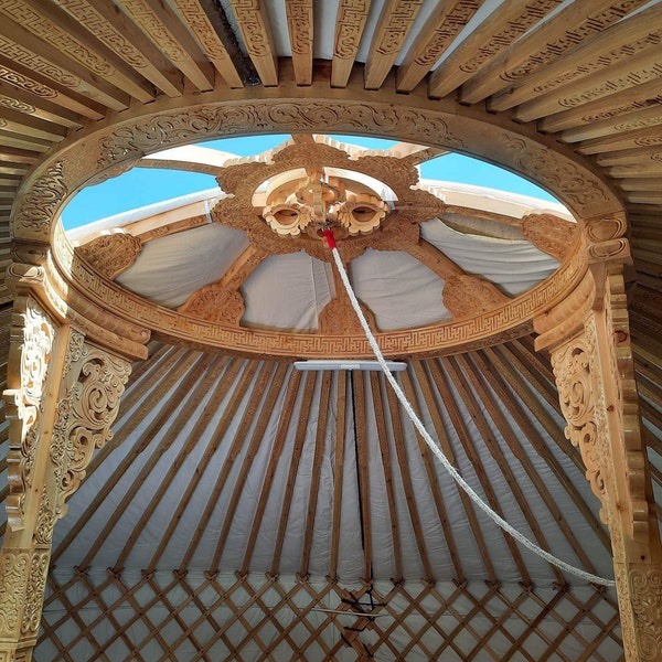 Mongolian Yurt with Furnitures, Handmade Traditional Mongolian Ger for Camping, AirBnB Renting, Backyard Retreating, and Off-grid Living