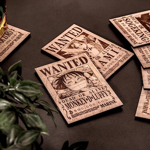 One Piece Coasters - Houten onderzettersset Manga Cadeau - Luffy Nami Robin Decor
