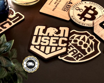 Posavasos de Escape de Tarkov – Decoración de juegos de madera – Posavasos con el logo de Bear Usec – Idea de regalo geek