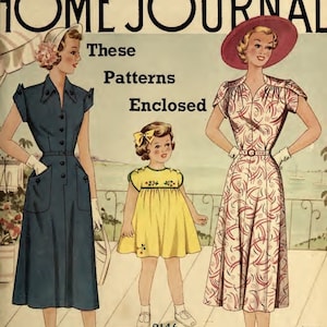 Könnte beinhalten: Ein Vintage-Magazincover für das Australian Home Journal, das drei Frauen in Kleidern zeigt. Der Titeltext lautet "These Patterns Enclosed" und das Datum "September 1st, 1950".