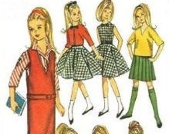 Patron de couture PDF vintage Skipper 9" | Vêtements de garde-robe pour poupées 9" | ANGLAIS | Téléchargement numérique