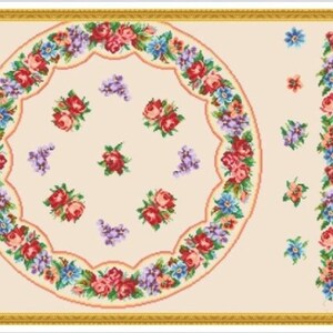 PDF Antique Sampler Counted Vintage Cross Stitch Pattern | Berlin Woolwork | Vintage Scheme | Reproduction Scheme Cross Stitch 19th century