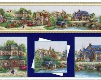 PDF Counted Vintage Cross Stitch Pattern | Green Village | Scheme Cross Stitch Green Village