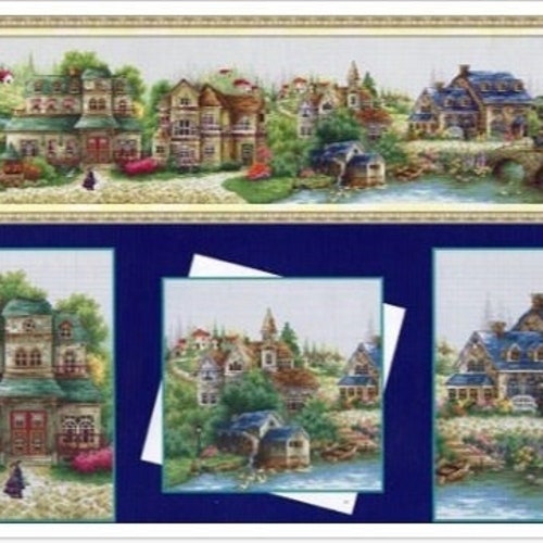 PDF Counted Vintage Cross Stitch Pattern Green Village Etsy