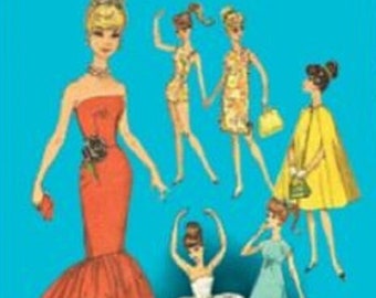 Patrón de costura para muñecas de moda vintage de 11-1/2&quot; en formato PDF / Ropa de vestuario para muñecas de 11-1/2&quot; / INGLÉS / Descarga digital