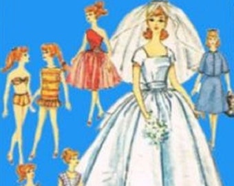 PDF vintage Barbie 11-1/2" Patron de couture | Vêtements de garde-robe pour poupées 11-1/2" | ANGLAIS | Téléchargement numérique
