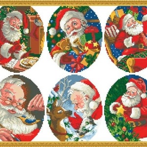 PDF Counted Vintage Cross Stitch Pattern | Christmas | Santa Claus | Spirit of Santa Ornaments