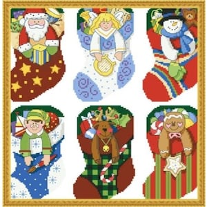 PDF Vintage Cross Stitch Pattern | Christmas Stocking | Holiday Stocking Ornaments | Scheme Cross Stitch Christmas Stocking | ENGLISH