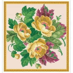 PDF Antique Sampler Counted Vintage Cross Stitch Pattern | Berlin Woolwork | Vintage Scheme | Reproduction Scheme Cross Stitch 19th century