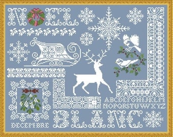 PDF Patrón Punto de Cruz Vintage / Sampler Navidad / Esquema Sampler Punto de Cruz Navidad / INGLÉS / Descarga Digital