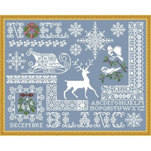 PDF Vintage Cross Stitch Pattern | Christmas Sampler | Scheme Cross Stitch Christmas Sampler | ENGLISH | Digital Download