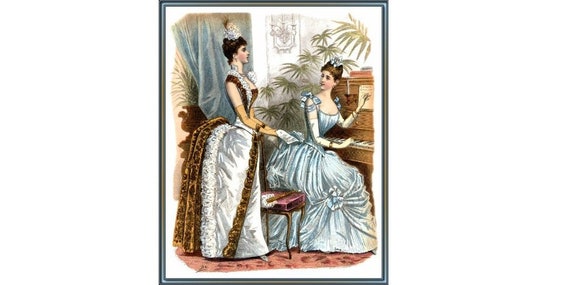 PDF Counted Vintage Cross Stitch Pattern | Victorian Lady | Victorian Fashion | Highly Detailed Cross Stitch Pattern | Digital Download