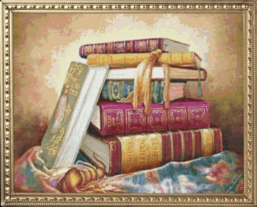 PDF Counted Vintage Cross Stitch Pattern | Books | 8 Sizes | Highly