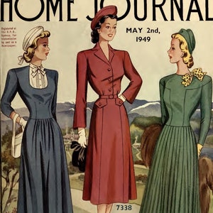 May include: Vintage magazine cover of the Australian Home Journal from May 2nd, 1949. The cover features illustrations of three women in stylish dresses and suits. The text reads "These Patterns Enclosed."