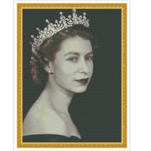 PDF Counted Vintage Cross Stitch Pattern | In Memory of Queen Elizabeth II | 7 Sizes | Highly Detailed Cross Stitch Pattern