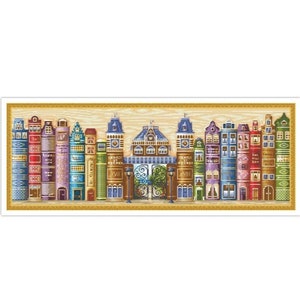 PDF Counted Vintage Cross Stitch Pattern | The Kingdom of Books | Scheme Cross Stitch The Kingdom of Books