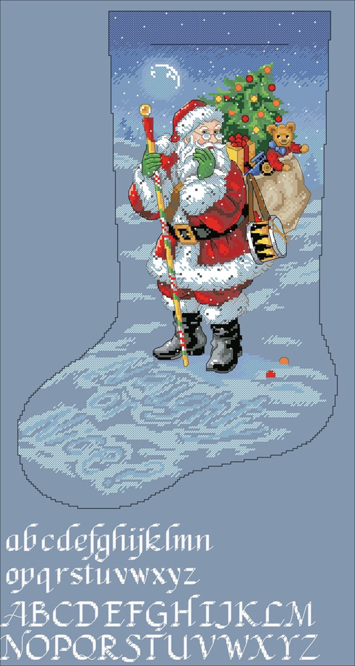 PDF Vintage Cross Stitch Pattern Christmas Stocking Scheme Cross