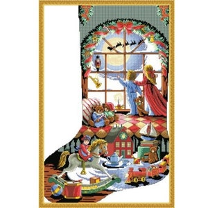 PDF Vintage Cross Stitch Pattern | Christmas Stocking | Scheme Cross Stitch Christmas Stocking | ENGLISH