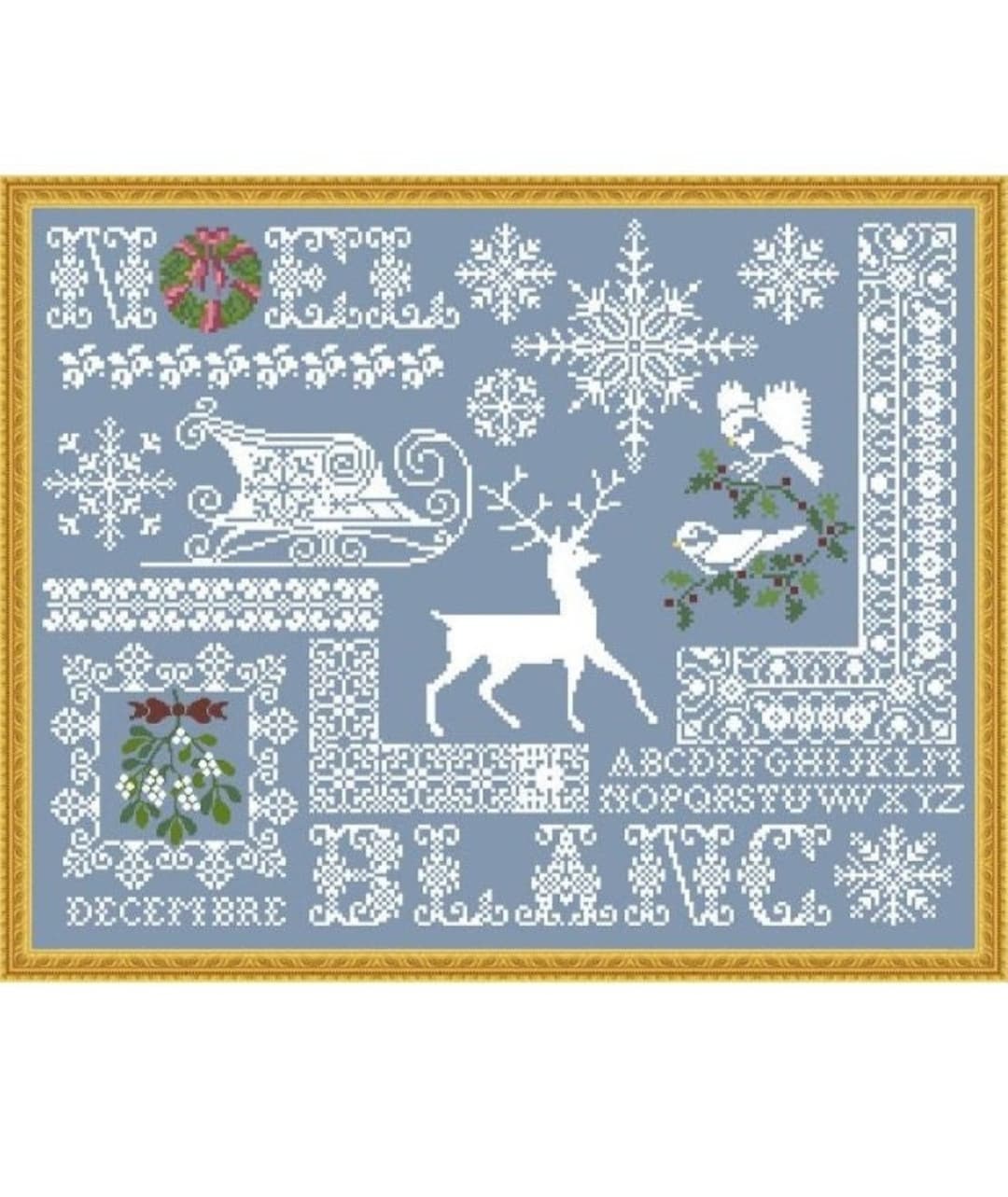 PDF Vintage Cross Stitch Pattern Christmas Sampler Scheme Cross Stitch
