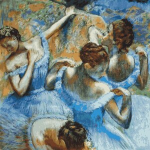 PDF Counted Vintage Cross Stitch Pattern | Blue Dancers | Edgar Degas 1897 | 4 Sizes | Highly Detailed Stitch image 2