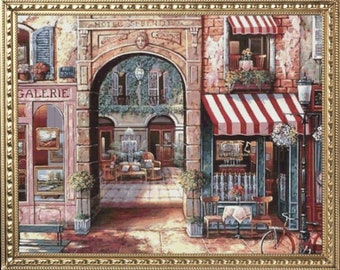 PDF Counted Vintage Kreuzstichmuster | Galerie | Straße | 6 Größen | Detailreiches Kreuzstichmuster